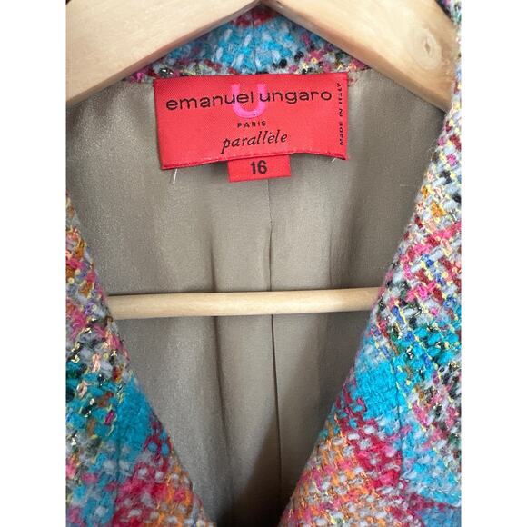 NWT Emanuel Ungaro Paris Parallele Tweed wool blazer 90's vintage 16 XL - Picture 6 of 16